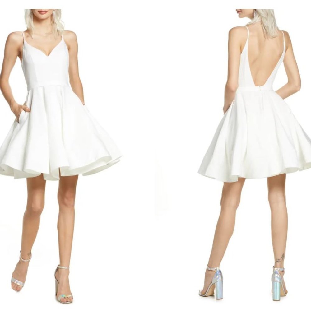 Ieena for Mac Duggal Fit & Flare Cocktail Dress - White - Bride Friendly